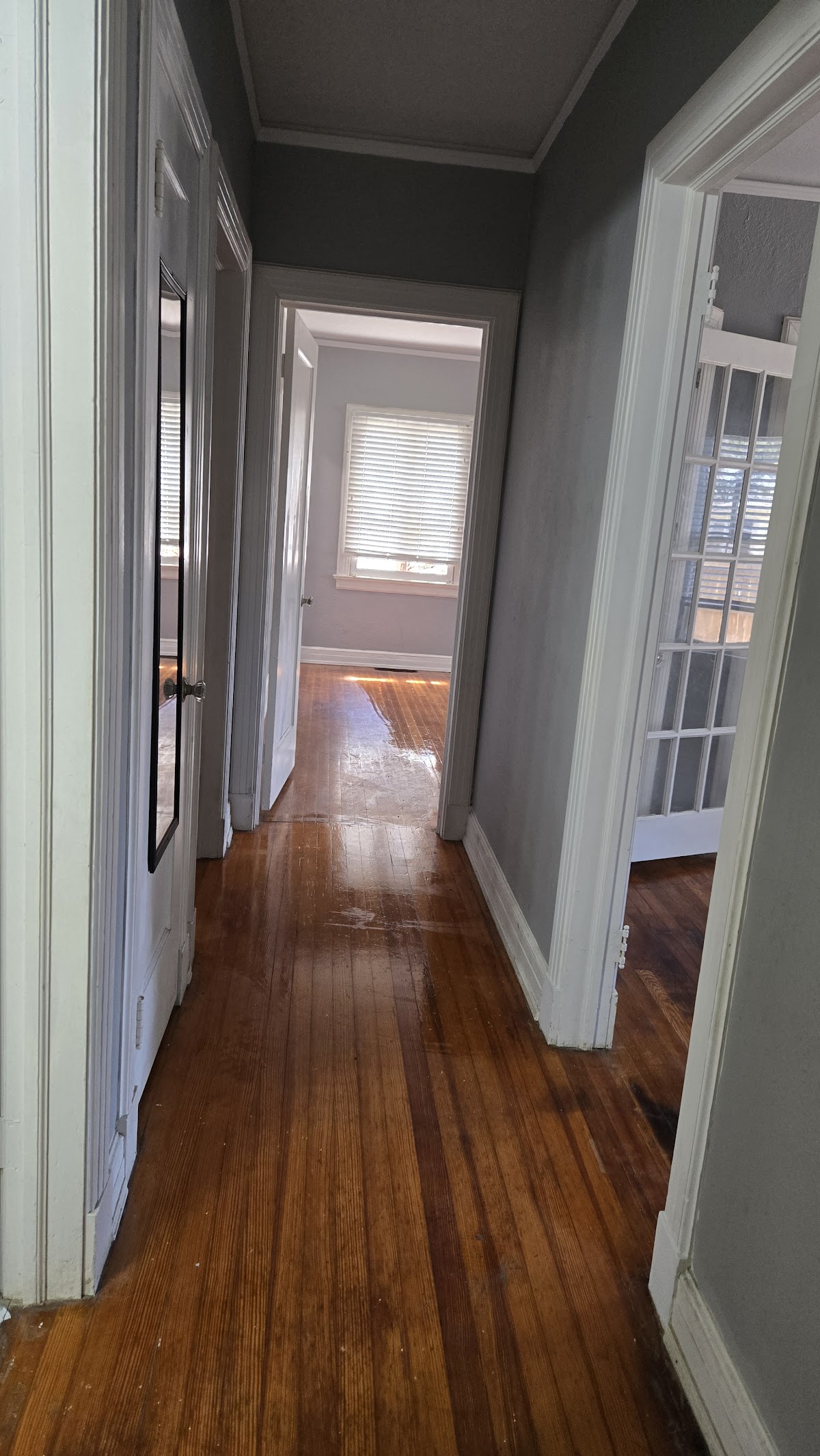 Refinished hallway with hardwood floors